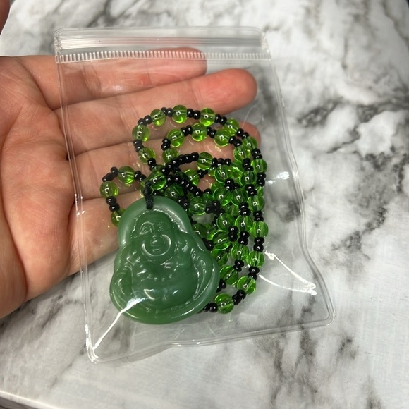 JADE Green Hand Carved Maitreya Buddah Pendant Necklace - Picture 8 of 9
